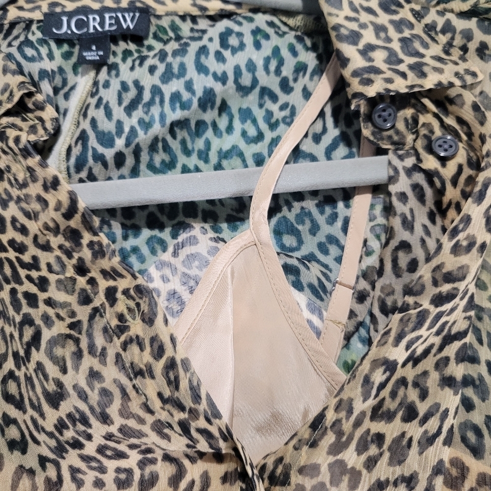 J Crew Sheer leopard-print shirt in crinkle chiffon, 4, NWOT - Picture 7 of 8